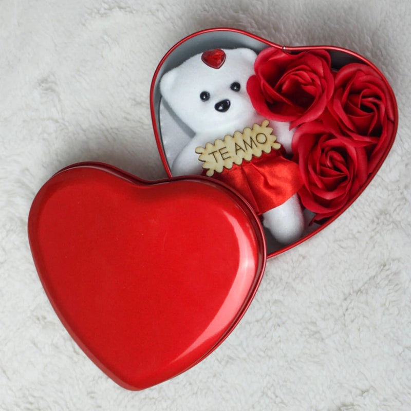 🎁 Caixa Coração Eternal Love — Ursinho & Rosas Presenteável