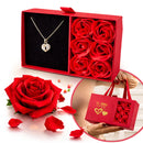 Colar Banhado a Ródio + Porta-Joias com Rosas Perfumadas