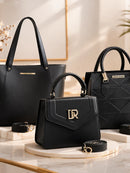 Kit 3 Peças Bolsa Feminina Sacola Grande Espaçosa + Média Alça de Ombro + Pequena Tendência Promoção