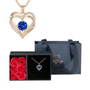 Colar Coração Ouro 18K + Caixa de Flores Eternas
