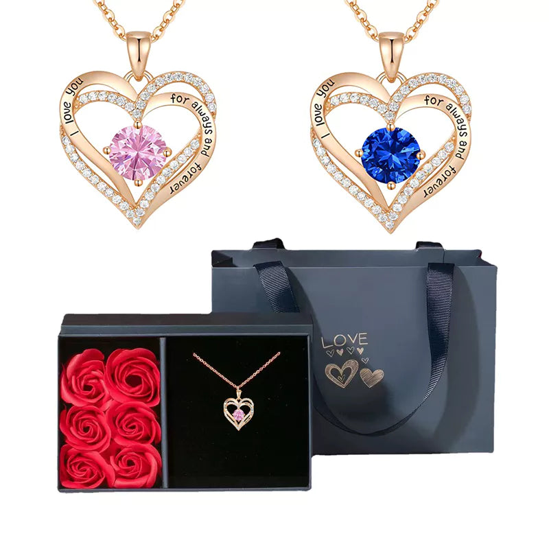 Colar Coração Ouro 18K + Caixa de Flores Eternas