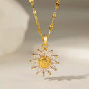 Gargantilha Girassol Banhada a Ouro 18K