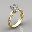 Liga Nova 18K Rosa Banhado A Ouro Princesa Corte Anel De Diamante Cruzado De Noivado