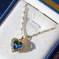 Colar Coração do Oceano em Cristal Azul – Elegância que Encanta