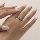 Conjunto De Anéis De Empilhamento De Sol E Lua Para Mulheres , Design Aberto Ajustável Com Detalhes De Cristal